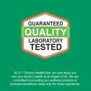 Sello "Guaranteed Quality Laboratory Tested" de Vitamina E 21st Century. Calidad del suplemento probada en laboratorio. En Suplenet Colombia.