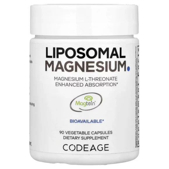 Frasco de Magnesio Liposomal Codeage con L-Treonato (Magtein®), 90 cápsulas vegetales. Absorción mejorada para salud cerebral. Compra online en Suplenet Colombia.