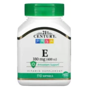 Frasco de Vitamina E 21st Century 400 UI (180 mg), 110 softgels. Suplemento antioxidante para apoyo celular. Compra online en Suplenet Colombia.