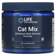 Mezcla para gatos Life Extension 100 g, fórmula avanzada de multinutrientes felinos Non-GMO y sin gluten, vista frontal del envase.