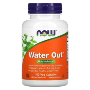 NOW Water Out 100 cápsulas: equilibrio de líquidos con uva ursi, diente de león, vitamina B6 y potasio
