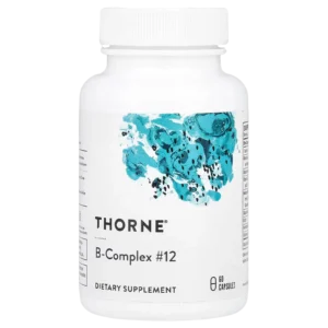 Empaque premium de Thorne B-Complex #12 con vitaminas B en formas activas y 60 cápsulas.